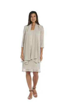 2 Pcs Flyaway Metallic Pleat Jacket Dress