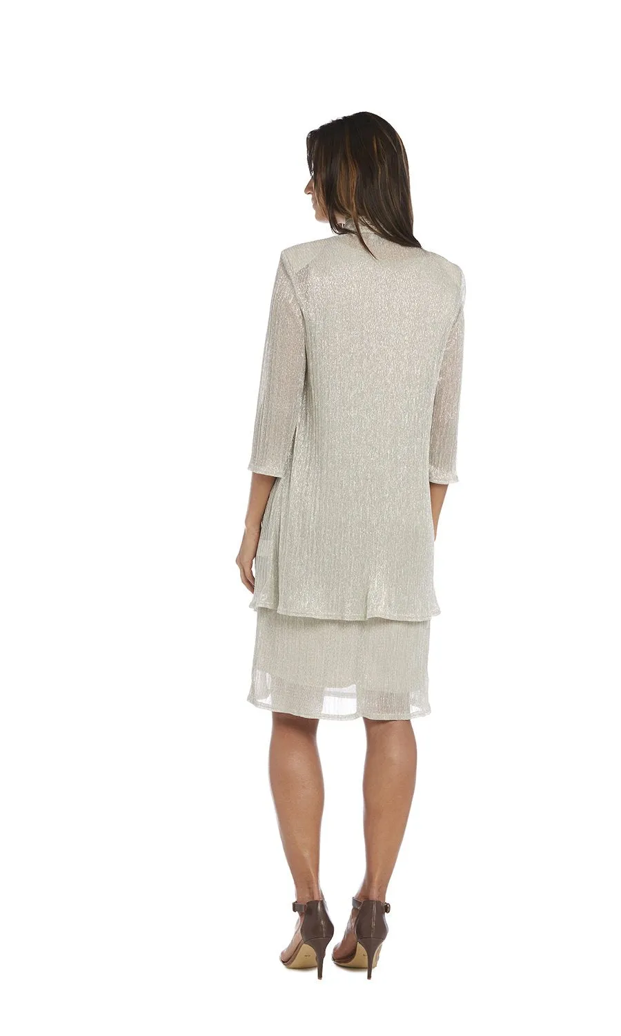 2 Pcs Flyaway Metallic Pleat Jacket Dress