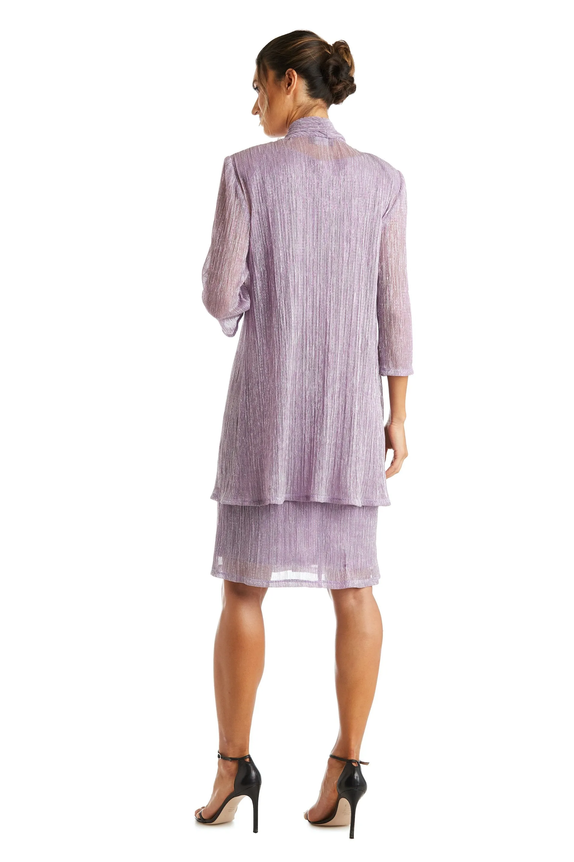 2 Pcs Flyaway Metallic Pleat Jacket Dress
