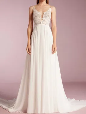A Line V Neck Halter Top Wedding Dresses