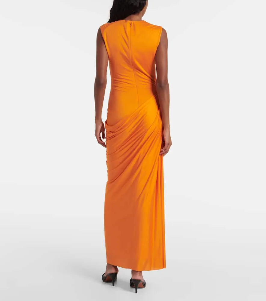 Alexander McQueen Draped silk jersey maxi dress