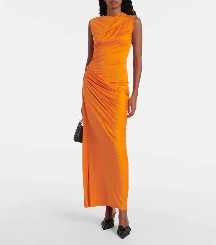 Alexander McQueen Draped silk jersey maxi dress