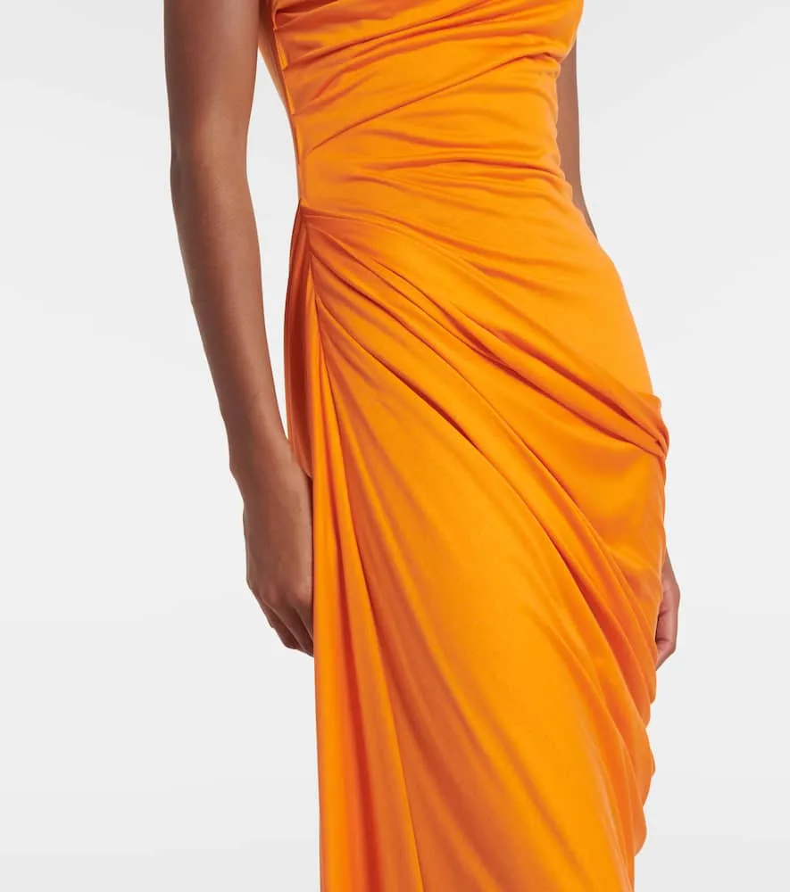 Alexander McQueen Draped silk jersey maxi dress