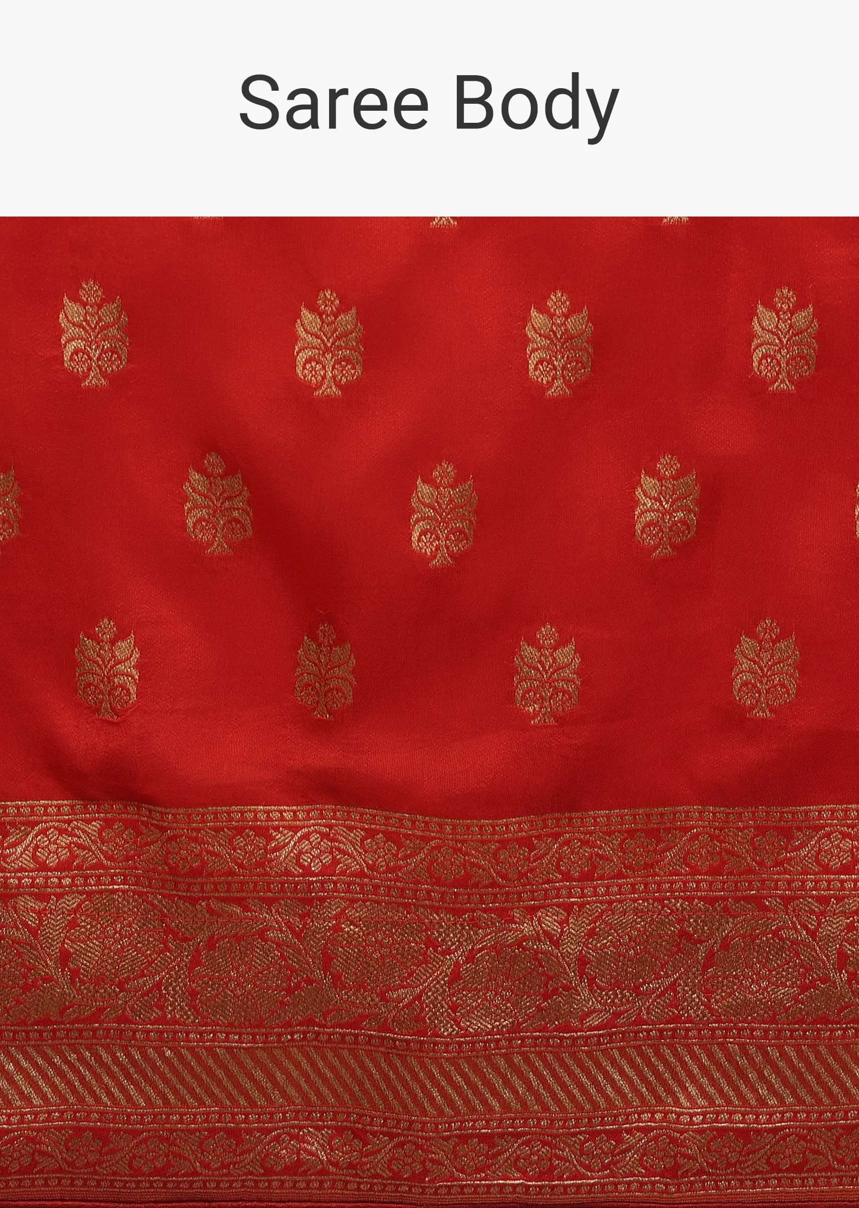 Apple Red Saree In Dola Silk With Woven Buttis And Floral Weave On The Pallu