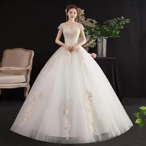 Beautiful New O Neck Short Sleeve Wedding Dress
