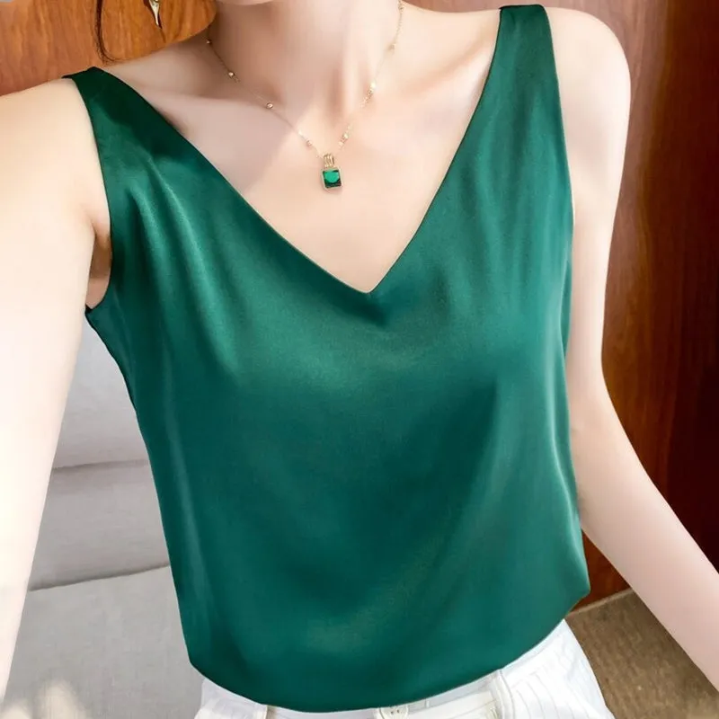 Beautiful Summer Women's Plunging V-Neck Sleeveless Blouses