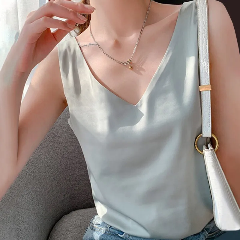 Beautiful Summer Women's Plunging V-Neck Sleeveless Blouses