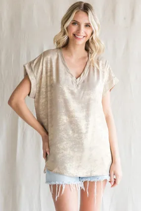 Beige Metallic Top