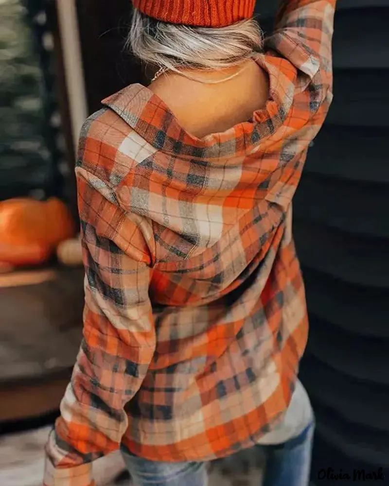 Deanwangkt - Plaid Print Long Sleeve Button-Up Shirt