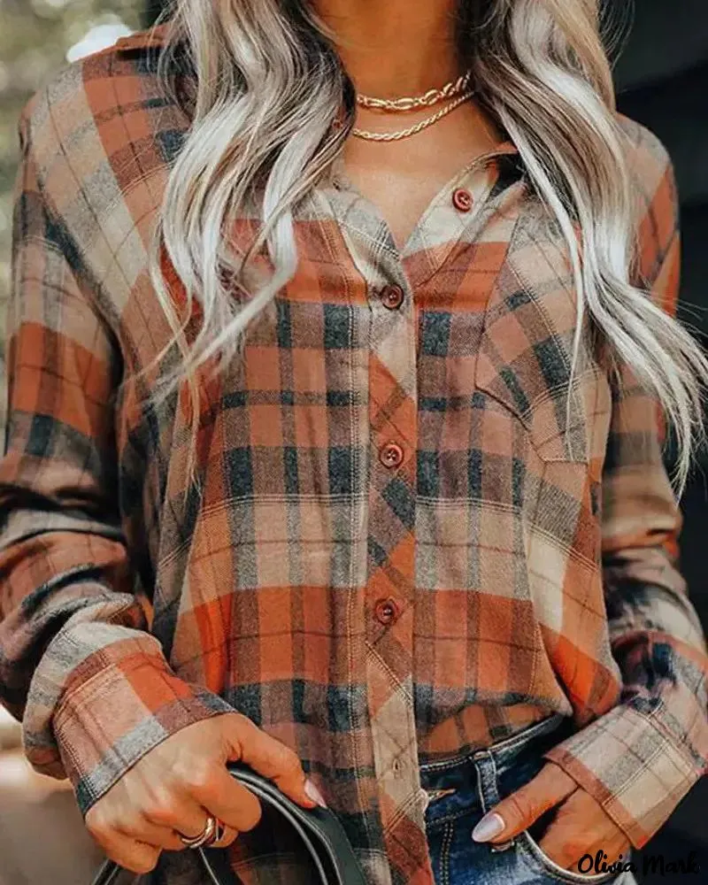 Deanwangkt - Plaid Print Long Sleeve Button-Up Shirt