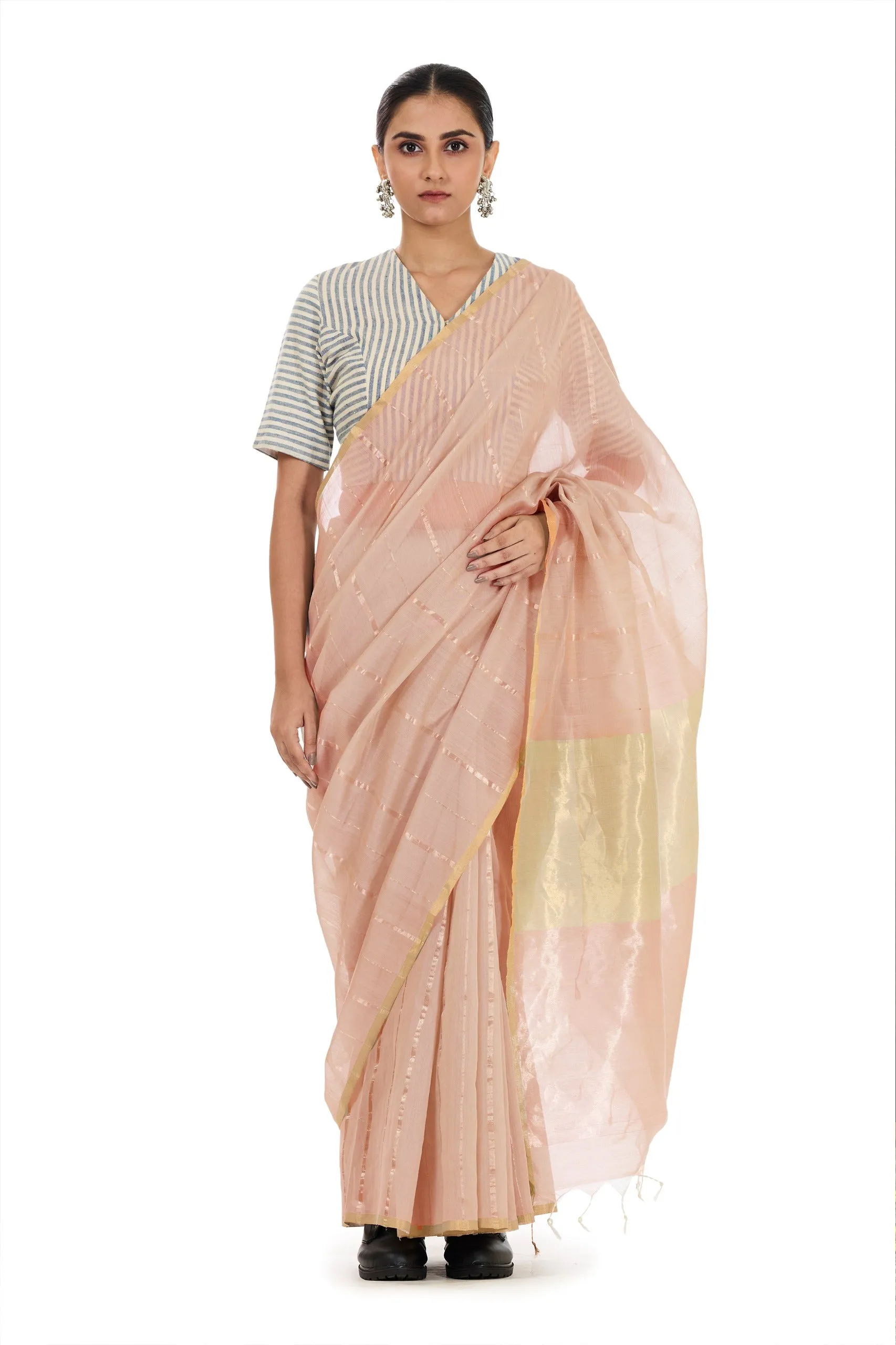 Delicate peach saree