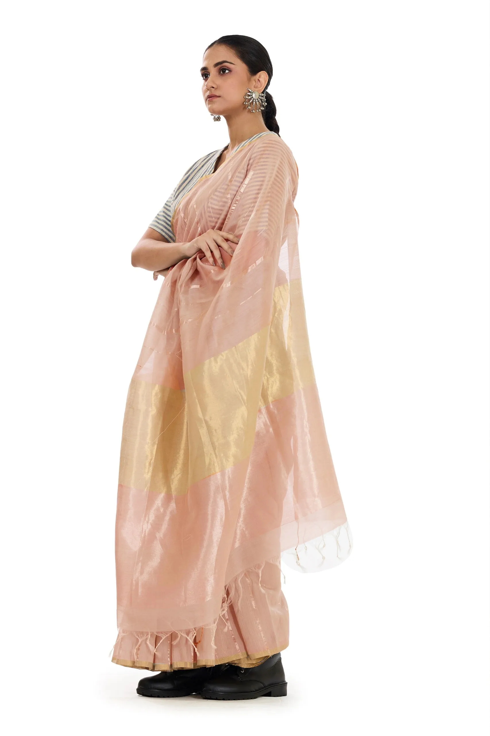 Delicate peach saree