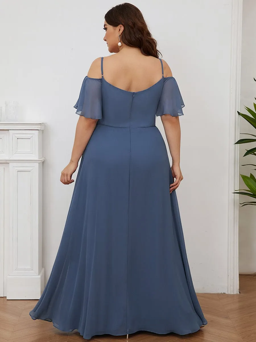 Dusty Blue and Navy Bridesmaid Gowns