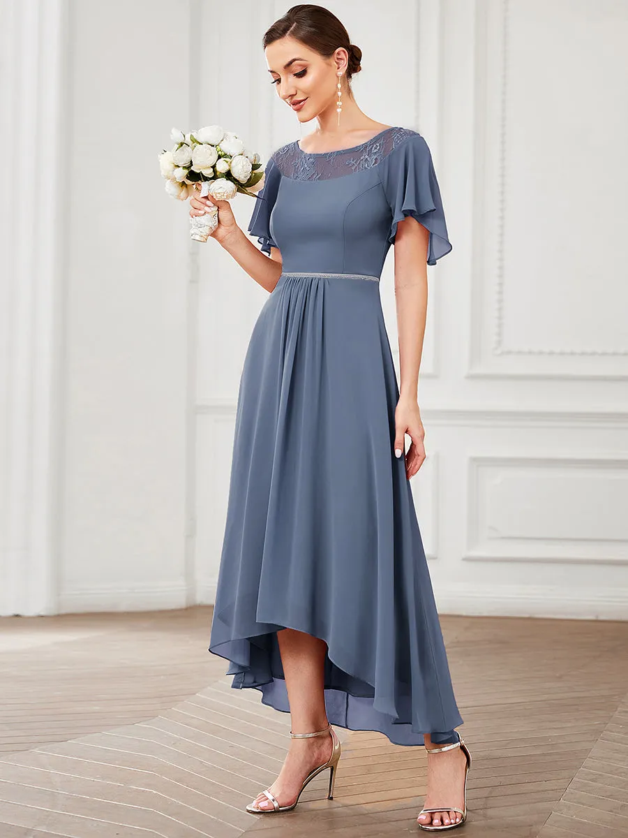 Dusty Blue and Navy Bridesmaid Gowns