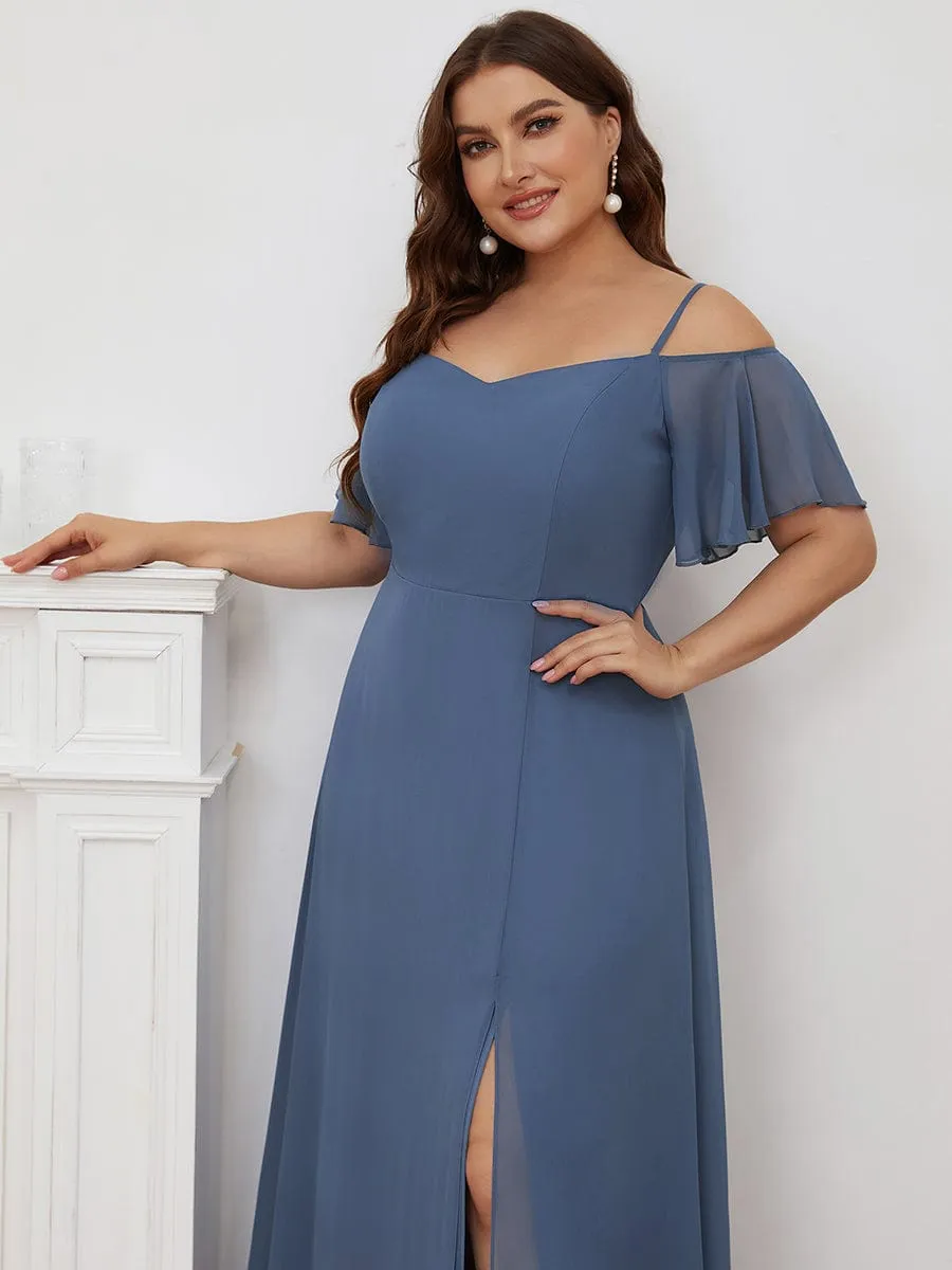Dusty Blue and Navy Bridesmaid Gowns