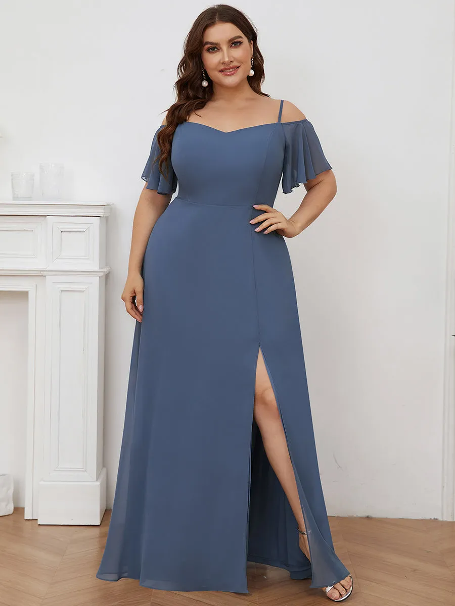 Dusty Blue and Navy Bridesmaid Gowns