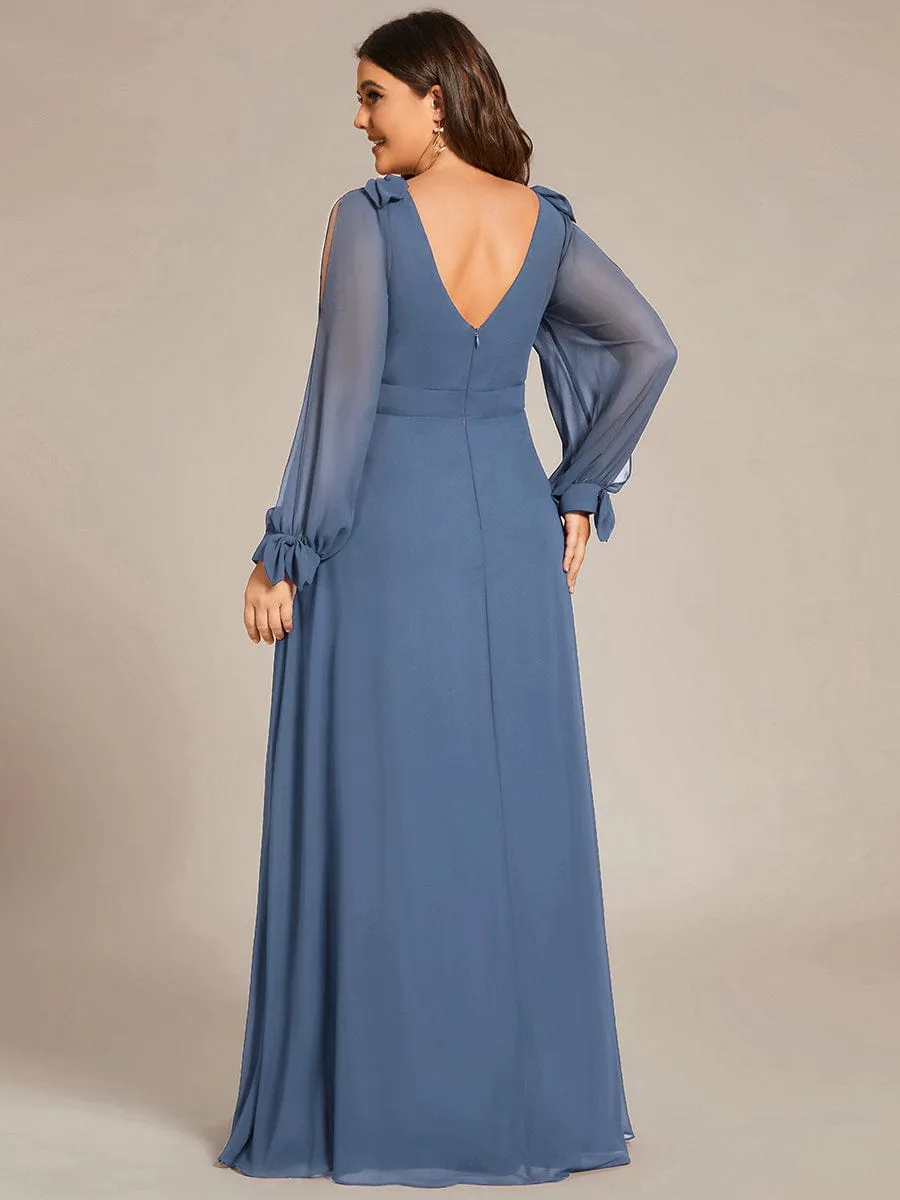 Dusty Blue and Navy Bridesmaid Gowns