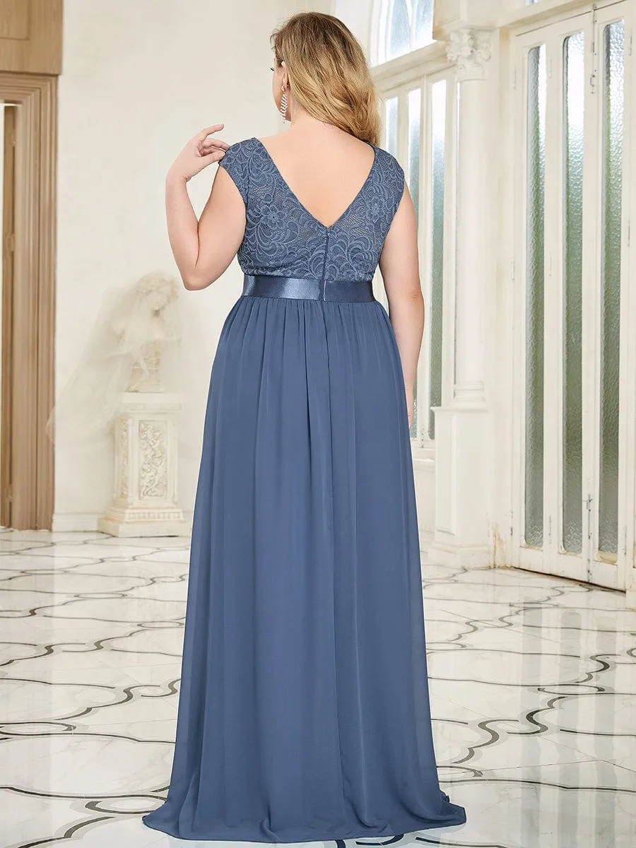 Dusty Blue and Navy Bridesmaid Gowns