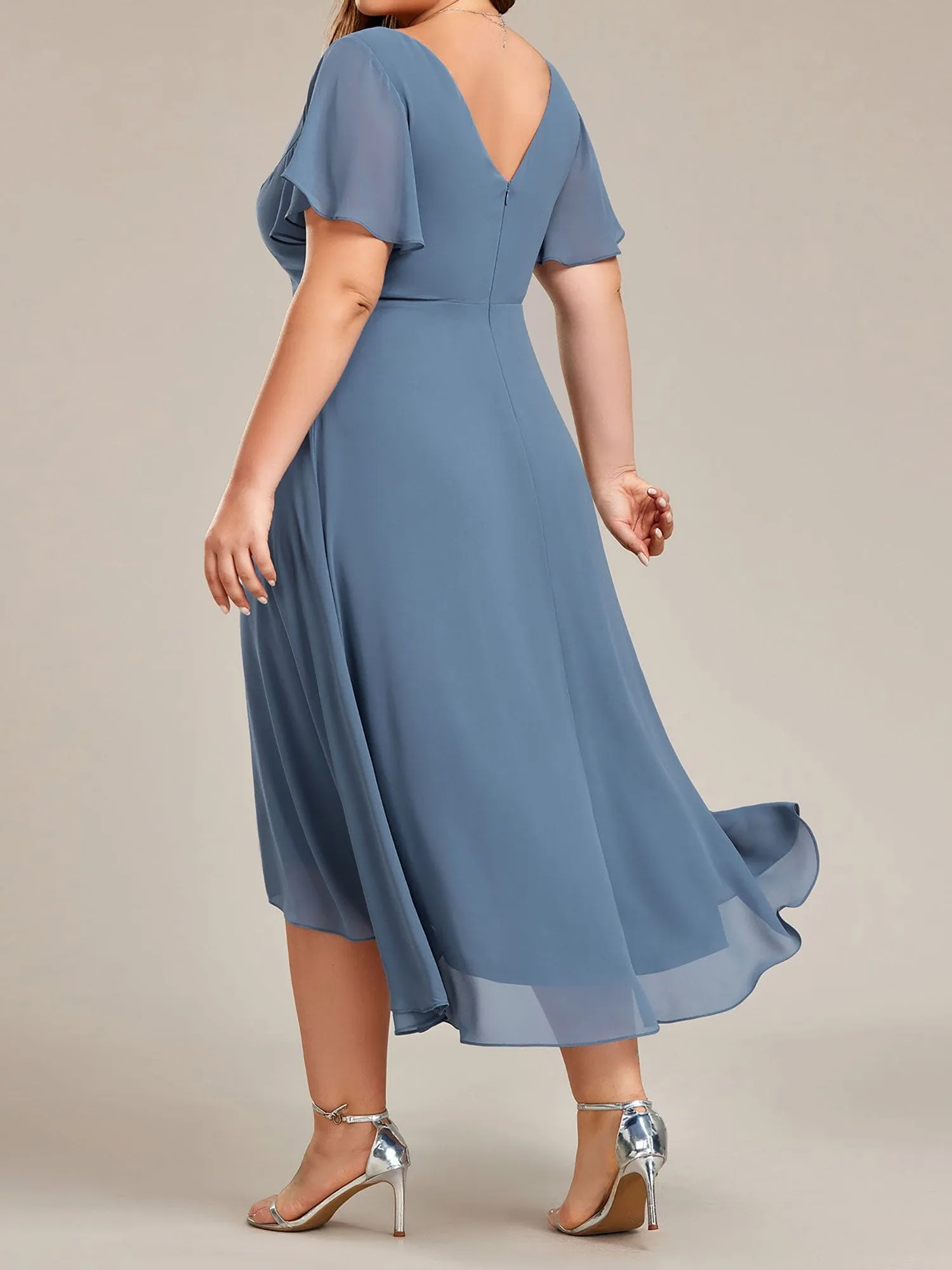 Dusty Blue and Navy Bridesmaid Gowns