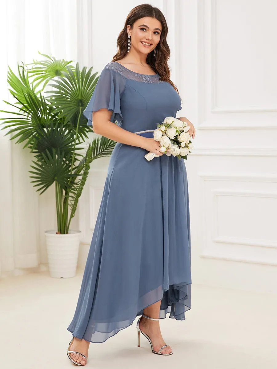 Dusty Blue and Navy Bridesmaid Gowns