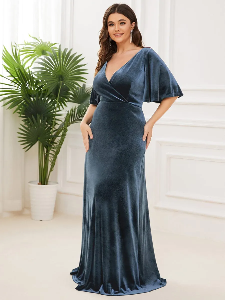 Dusty Blue and Navy Bridesmaid Gowns