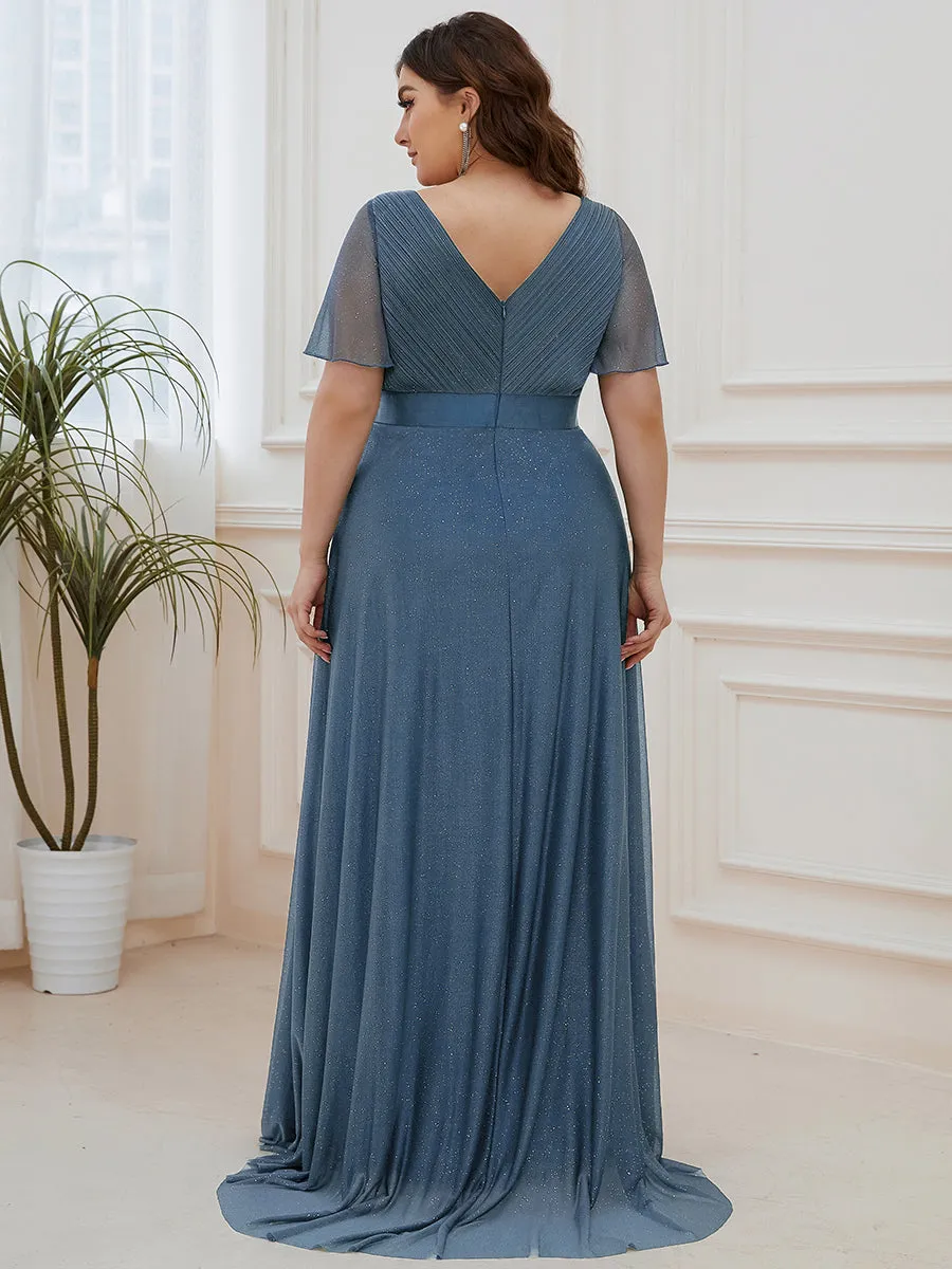 Dusty Blue and Navy Bridesmaid Gowns