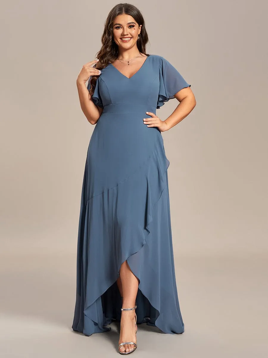 Dusty Blue and Navy Bridesmaid Gowns