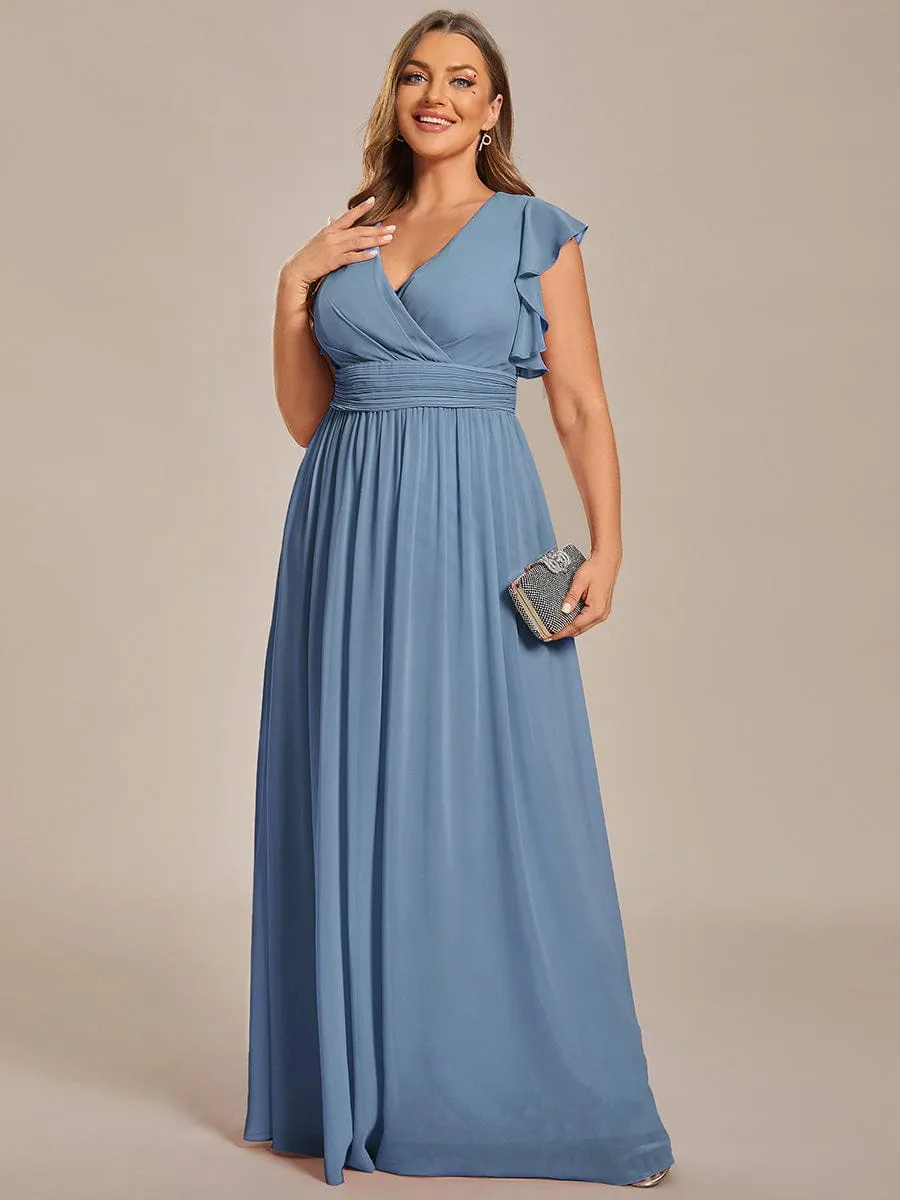 Dusty Blue and Navy Bridesmaid Gowns