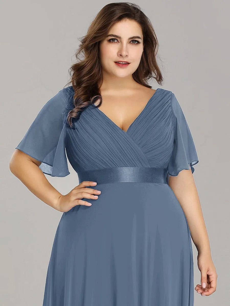 Dusty Blue and Navy Bridesmaid Gowns