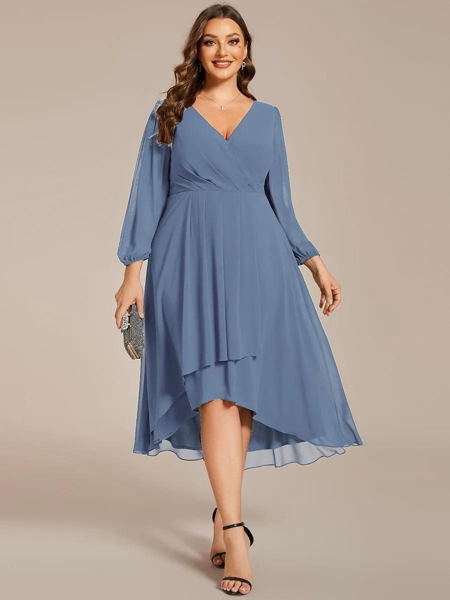 Dusty Blue and Navy Bridesmaid Gowns