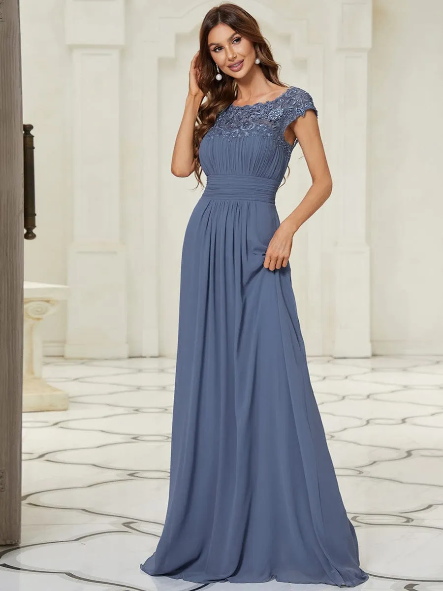 Dusty Blue and Navy Bridesmaid Gowns