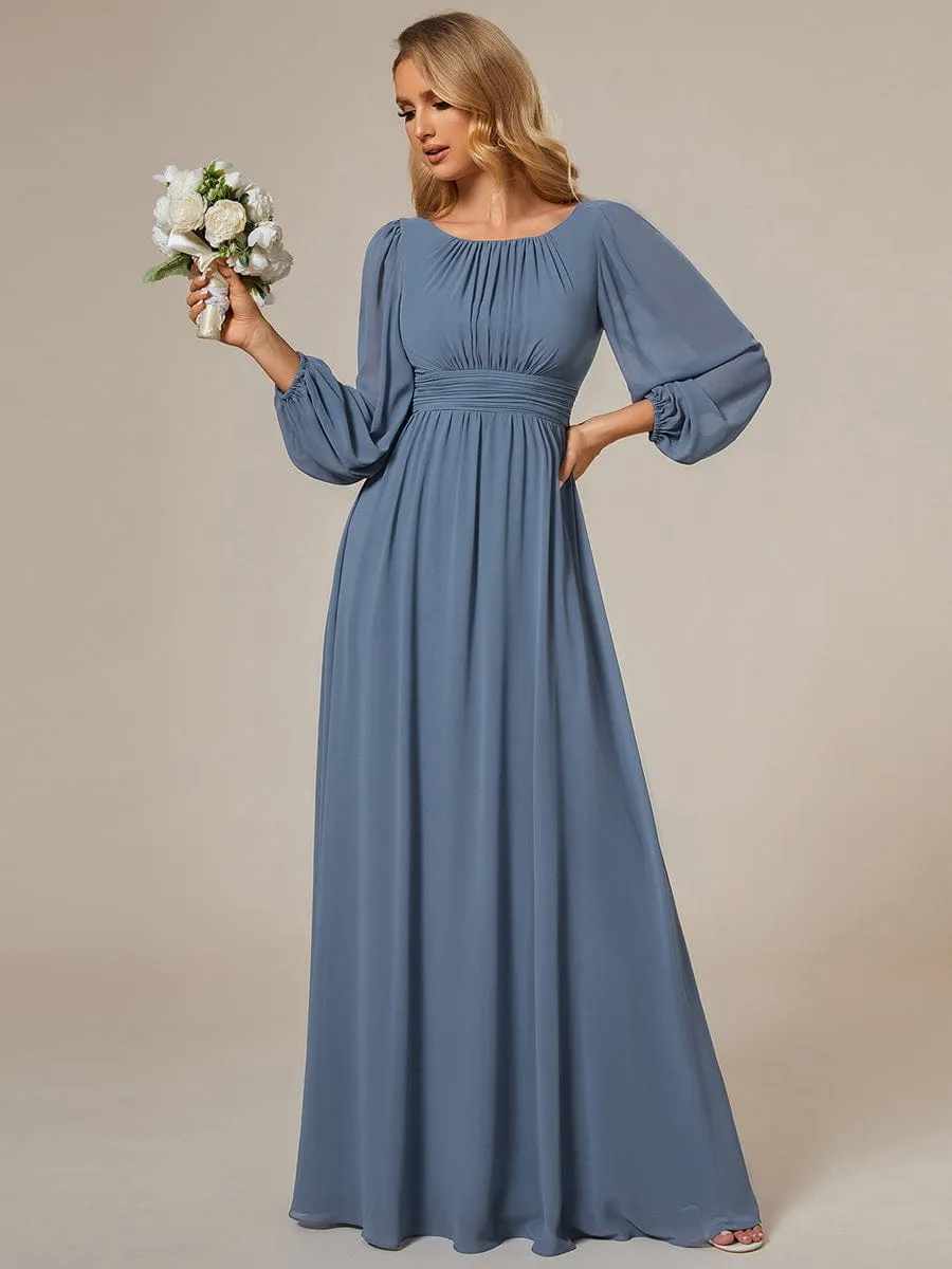 Dusty Blue and Navy Bridesmaid Gowns