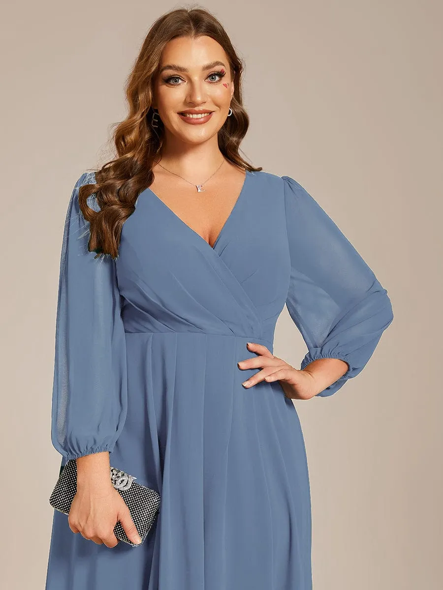 Dusty Blue and Navy Bridesmaid Gowns