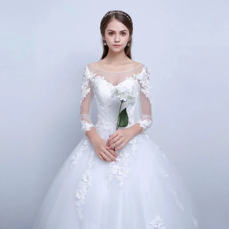 Elegant Applique Ball Gown Wedding Dress