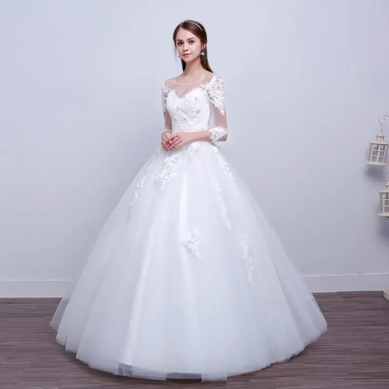Elegant Applique Ball Gown Wedding Dress