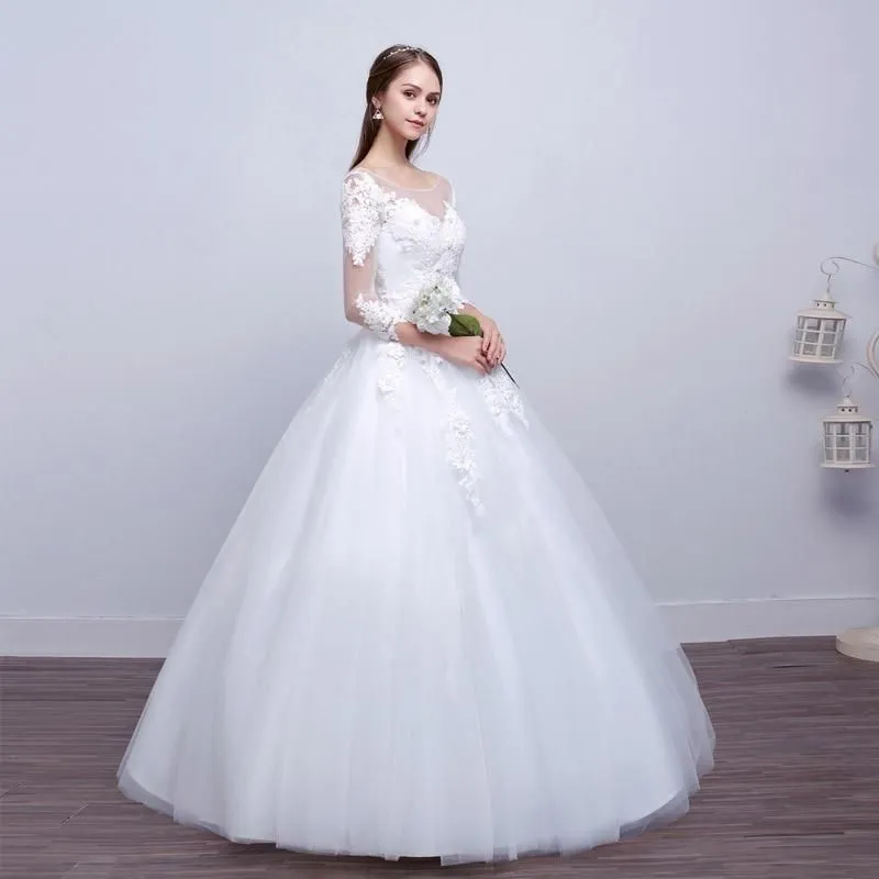 Elegant Applique Ball Gown Wedding Dress