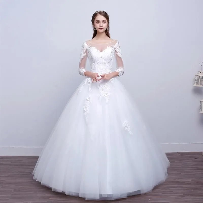Elegant Applique Ball Gown Wedding Dress