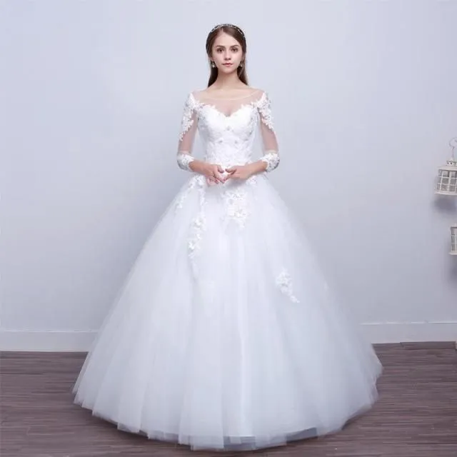 Elegant Applique Ball Gown Wedding Dress