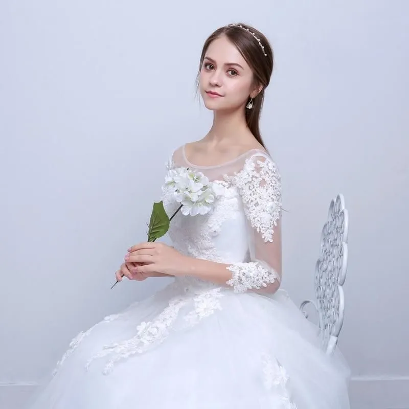 Elegant Applique Ball Gown Wedding Dress