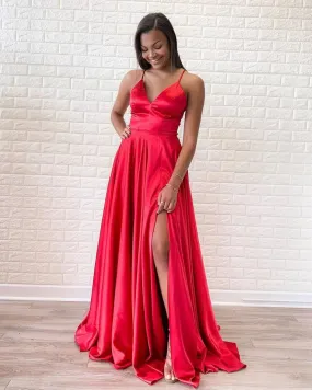 Evening Gowns Halter Split V-neck Backless Prom Dress