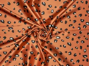 Faux silk cheetah satin fabric by the yard