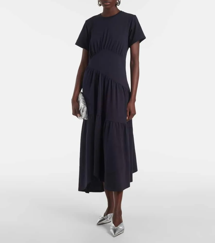 Frame Gathered paneled cotton midi dress