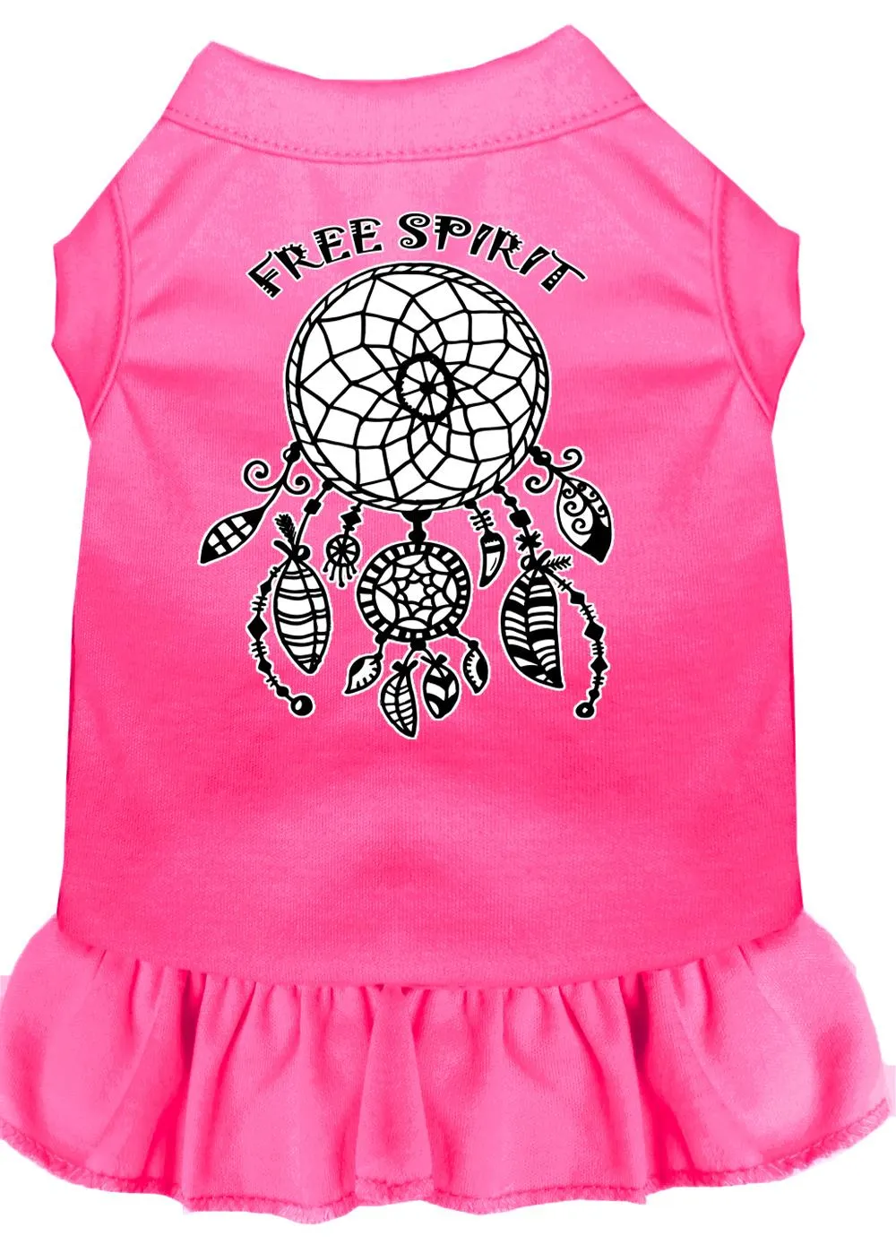 Free Spirit Screen Print Dog Dress Bright Pink Xs (8)