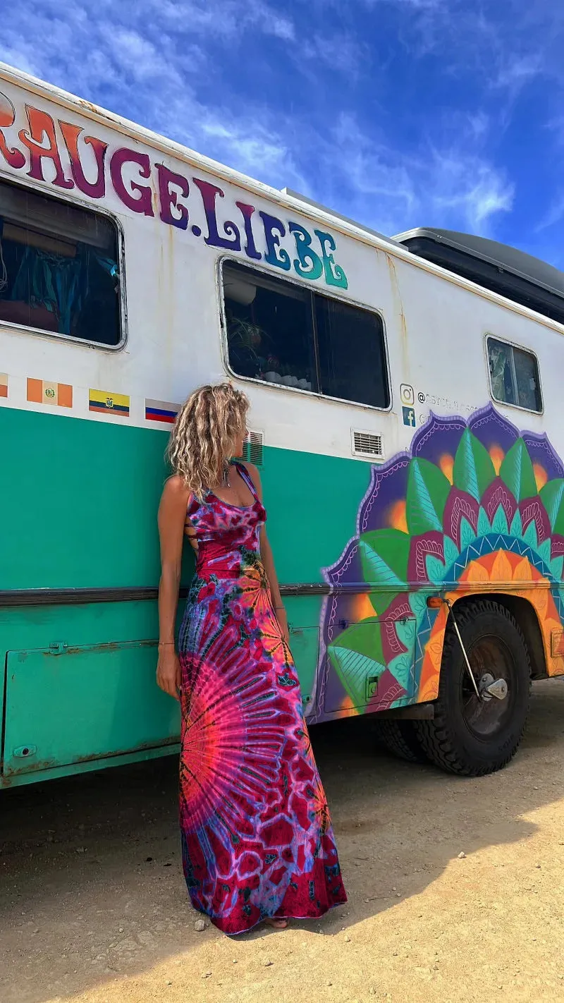 Holiday Beach Vintage Printed Women 2024 Fashion Summer Sexy Backless Cross Slim Maxi Dress