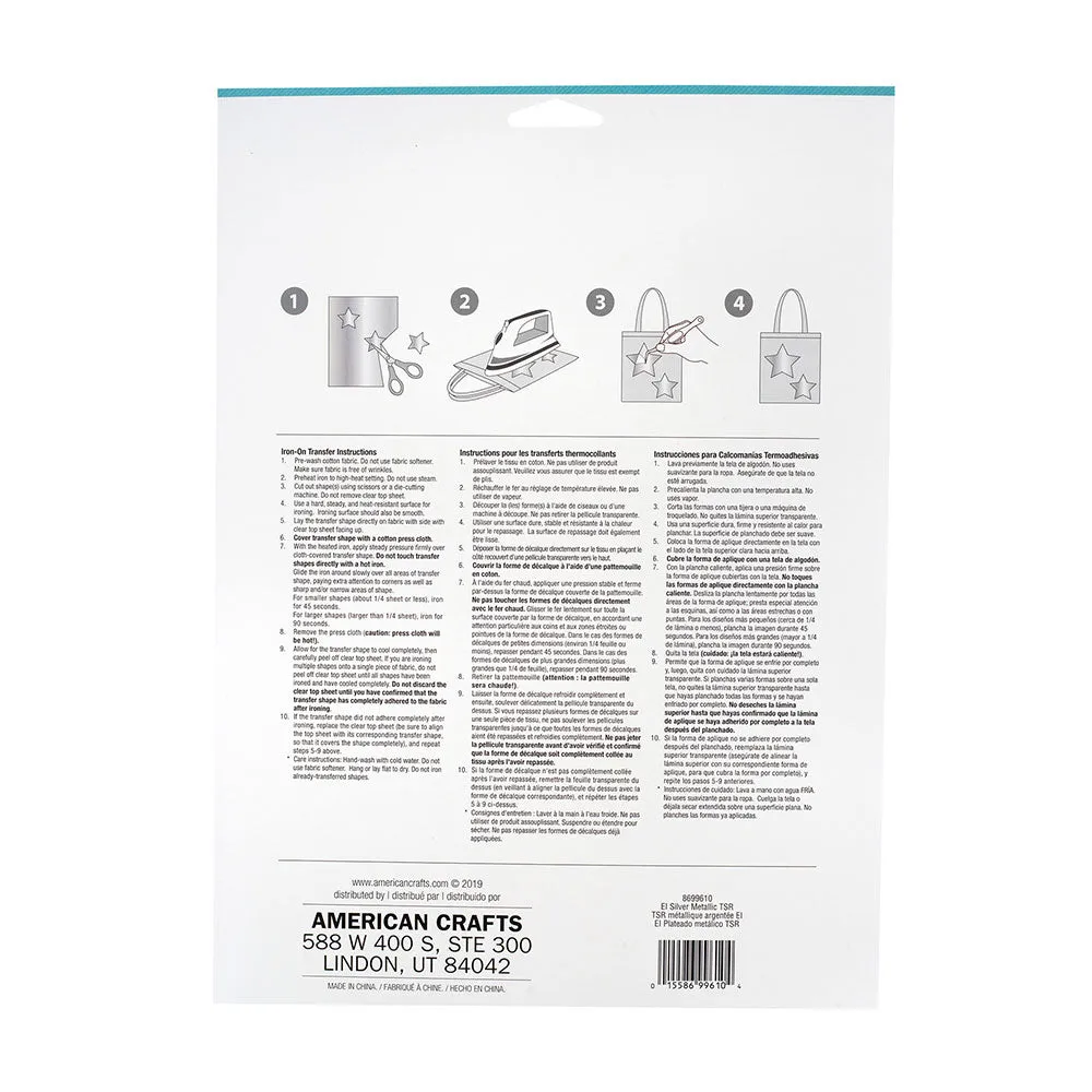 Jolee's Easy Image Iron-On Transfer Single Sheet 8.5"X11" - Silver Metallic*