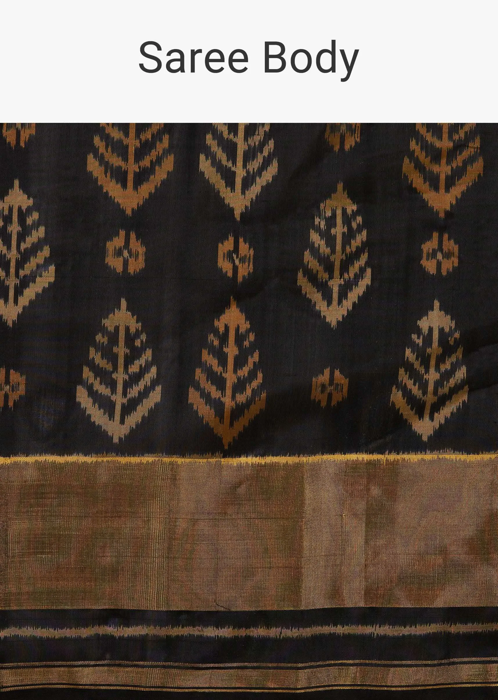 Kalki Antique Moss Green And Black Saree In Silk With Ikat Weave Patola Floral Work