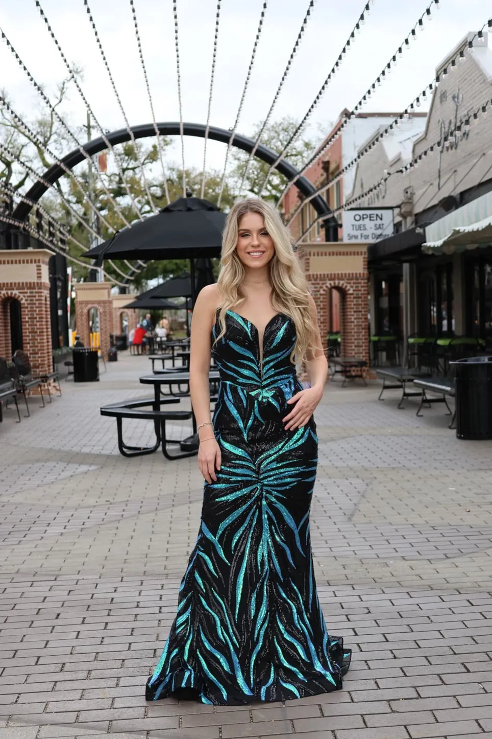 Kloe Strapless Sequin Printed Mermaid Gown