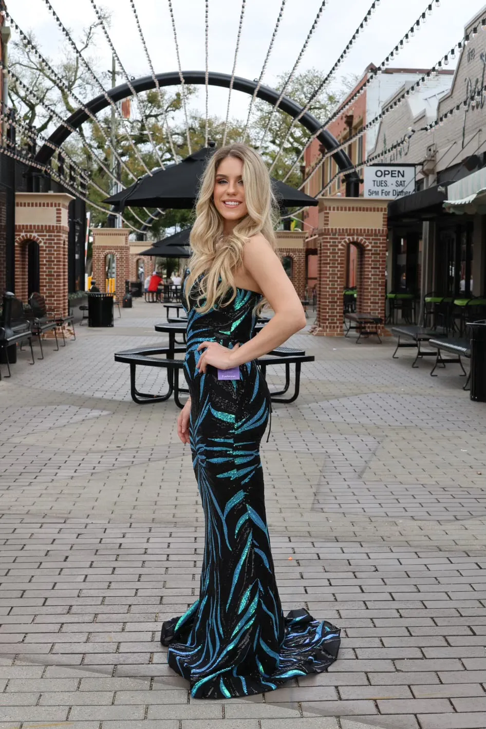 Kloe Strapless Sequin Printed Mermaid Gown