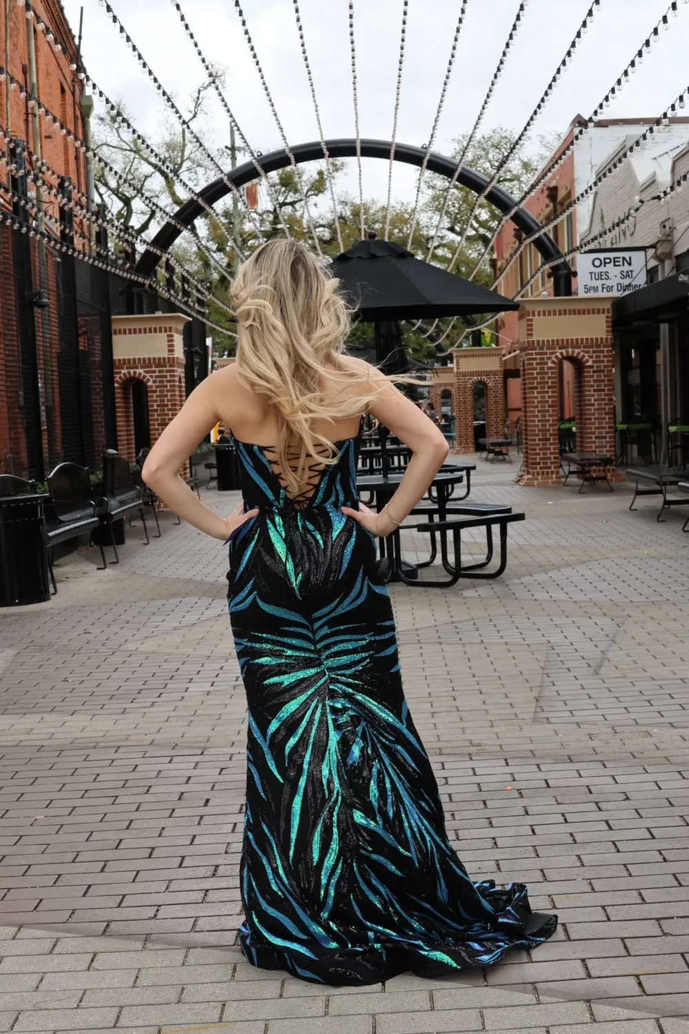 Kloe Strapless Sequin Printed Mermaid Gown
