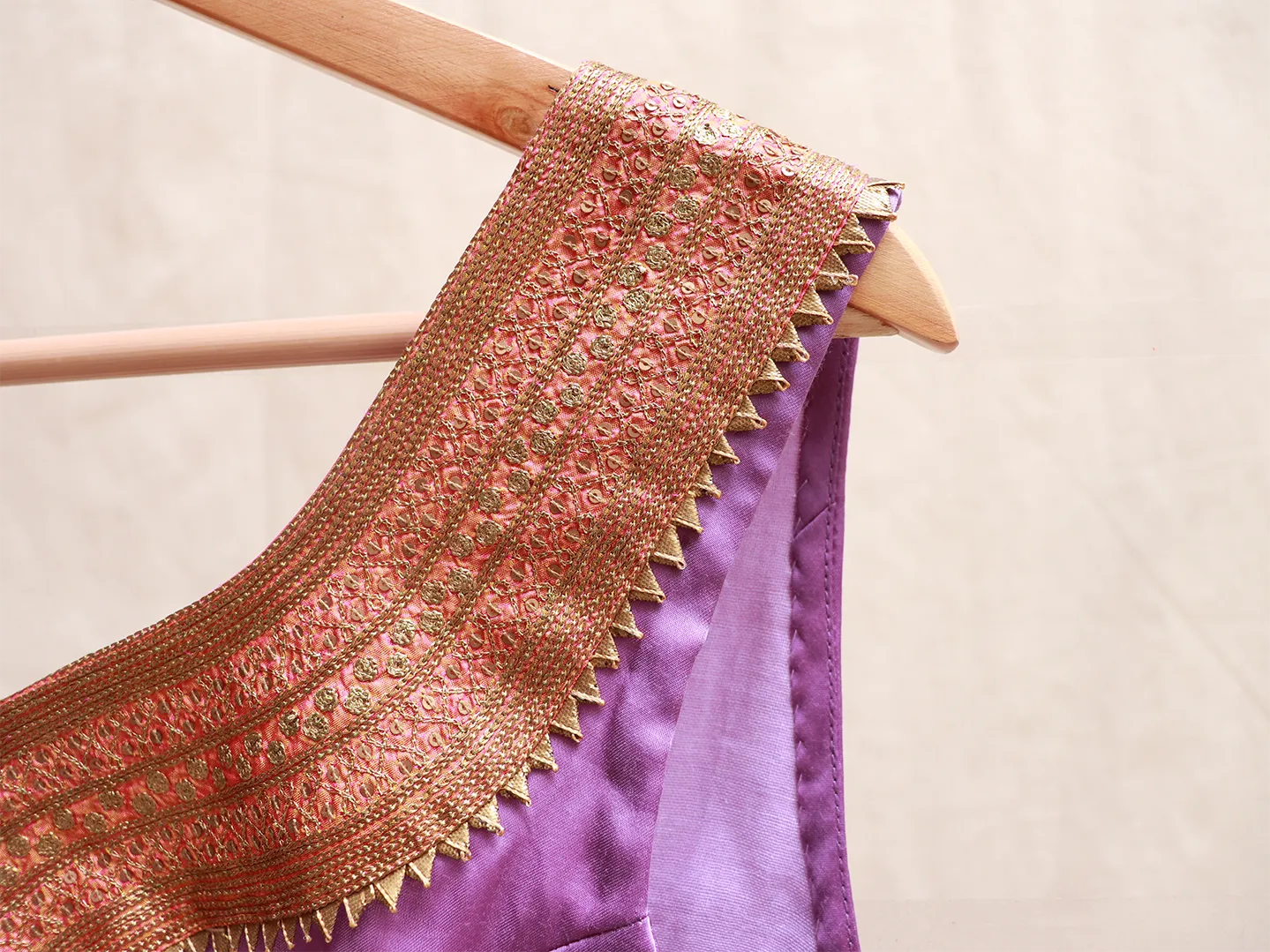 Mauve modal silk, Hand embroidery blouse